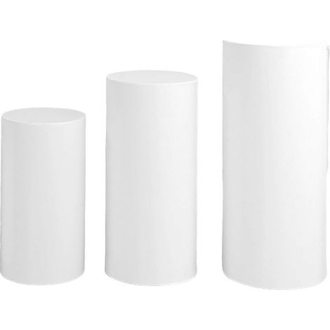 Set Mit 3 Dekorativen Hüllen Für Zylindrische Partyständer, Präsentationsständer, Säulen, Dessertständer Etc. – Ideal Für Geburtstagsfeiern, Hochzeiten Und Andere Veranstaltungen. Jikaixwhite