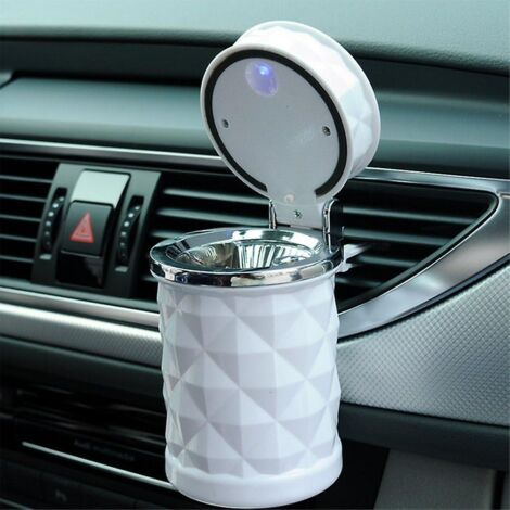 Tragbarer Led-autoaschenbecher Mit Abwaschbarer Ambientebeleuchtung Und Mitgeliefertem Ständer - Weiß (1 Stück)