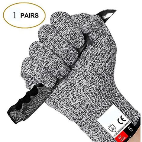Schnittfeste Graue Handschuhe – 1 Paar (26 Cm) – Schutzklasse 5, Geeignet Für Kochen, Gartenarbeit Und Mehr