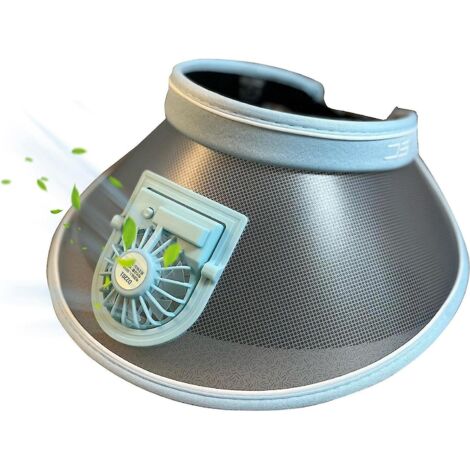 Laufkappe Für Damen In Lake Blue Mit Schirm Und Integriertem, Per Usb Aufladbarem Ventilator.