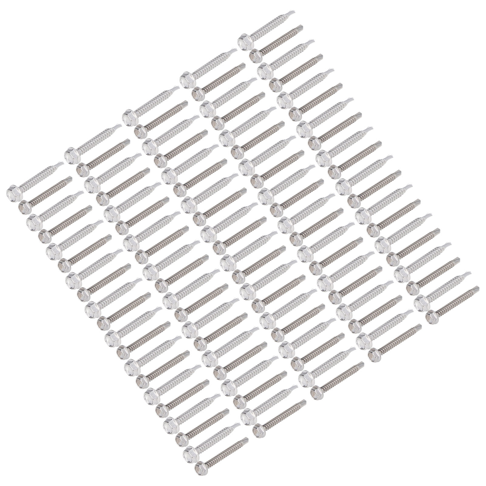 304 Edelstahl-bohrschrauben, Packung Mit 100 Stück, Sortiment An Sechskantscheiben, Abmessungen 4,2x38mm Und 4,8x38mm, Robuste Befestigung Für Metall Und Holz.