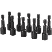 10 Stück Leistungsstarke Magnetische Schwarze Sechskant-steckschlüssel Für Elektroschrauber 45 X 8 Mm