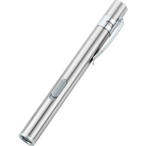 Mini-led-taschenlampe Im Stiftformat, Weiß, Aus Edelstahl, Wiederaufladbar, Für Den Außeneinsatz