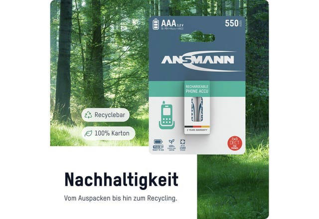 ANSMANN Akku AAA Micro 800 MAH 1,2V NiMH 6 Stück Wiederaufladbar mit MaxE