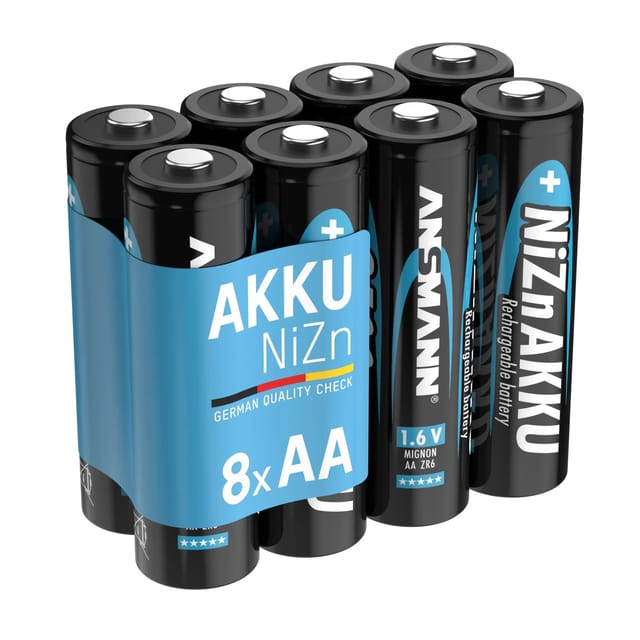 ANSMANN Akku Mignon AA 1.500 MAH 1,6V NiZn 8 Stück für Kamera Controller