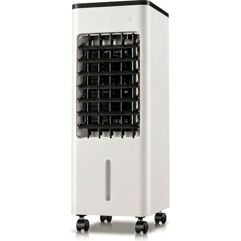 Mobiler Luftkühler Auf Rädern Mit Fernbedienung, 3-stufigem Wasserlüfter, Oszillationsfunktion, 8-stunden-timer, 4,1–6-liter-wassertank, Negativionen-technologie, Schwarzer Ventilator