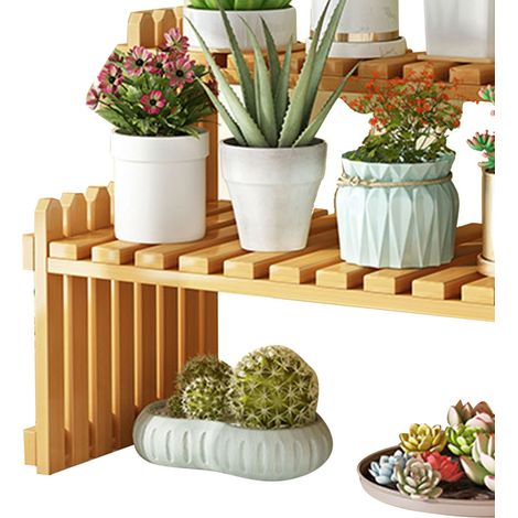 Tischpflanzenständer Aus Bambus, Blumenregal Für Den Schreibtisch, Für Den Innen- Und Außenbereich, Zuhause, Terrasse, Rasen, Garten, Balkon, Kleine Größe 40 Cm / 15,74 Zoll