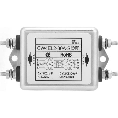 Einphasiger Emv-filter Cw4el2-30a S, 115 V/250 V, 50/60 Hz, Zur Reduzierung Von Elektromagnetischen Störungen In Der Stromversorgung.