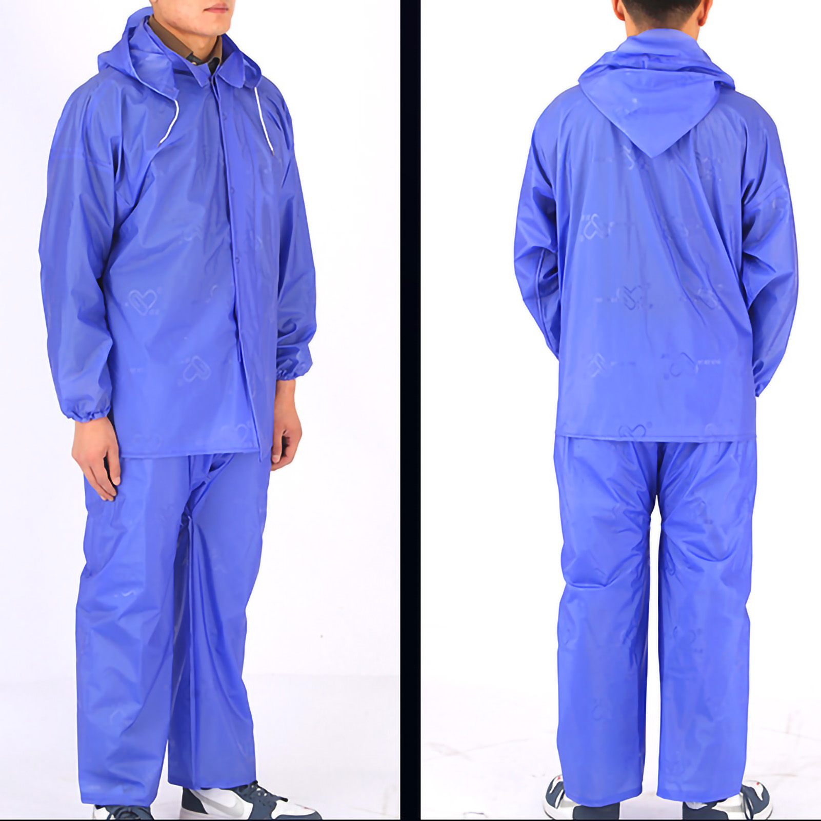 Dicker Regenanzug Mit Separater Jacke Und Hose, Wiederverwendbarer Regenmantel Mit Knöpfen Und Elastischen Bündchen, Einheitsgröße Blau 2.5j, 2-teiliges Wetteroutfit.