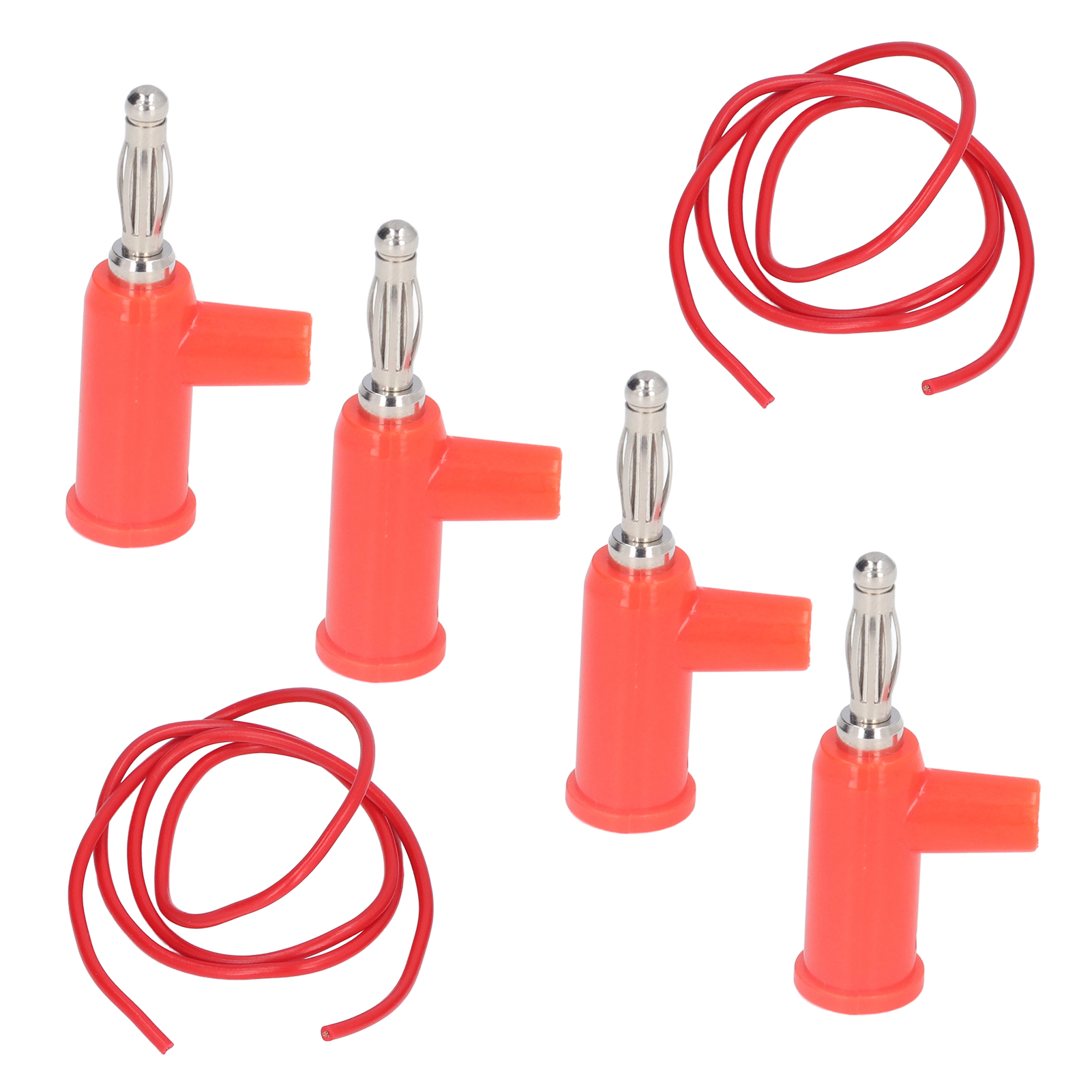 Set Mit 10 Paaren 4-mm-bananenstecker-messleitungen, 1 Mm² Draht, Rot, Für Elektrische Messungen Und Fehlersuche.