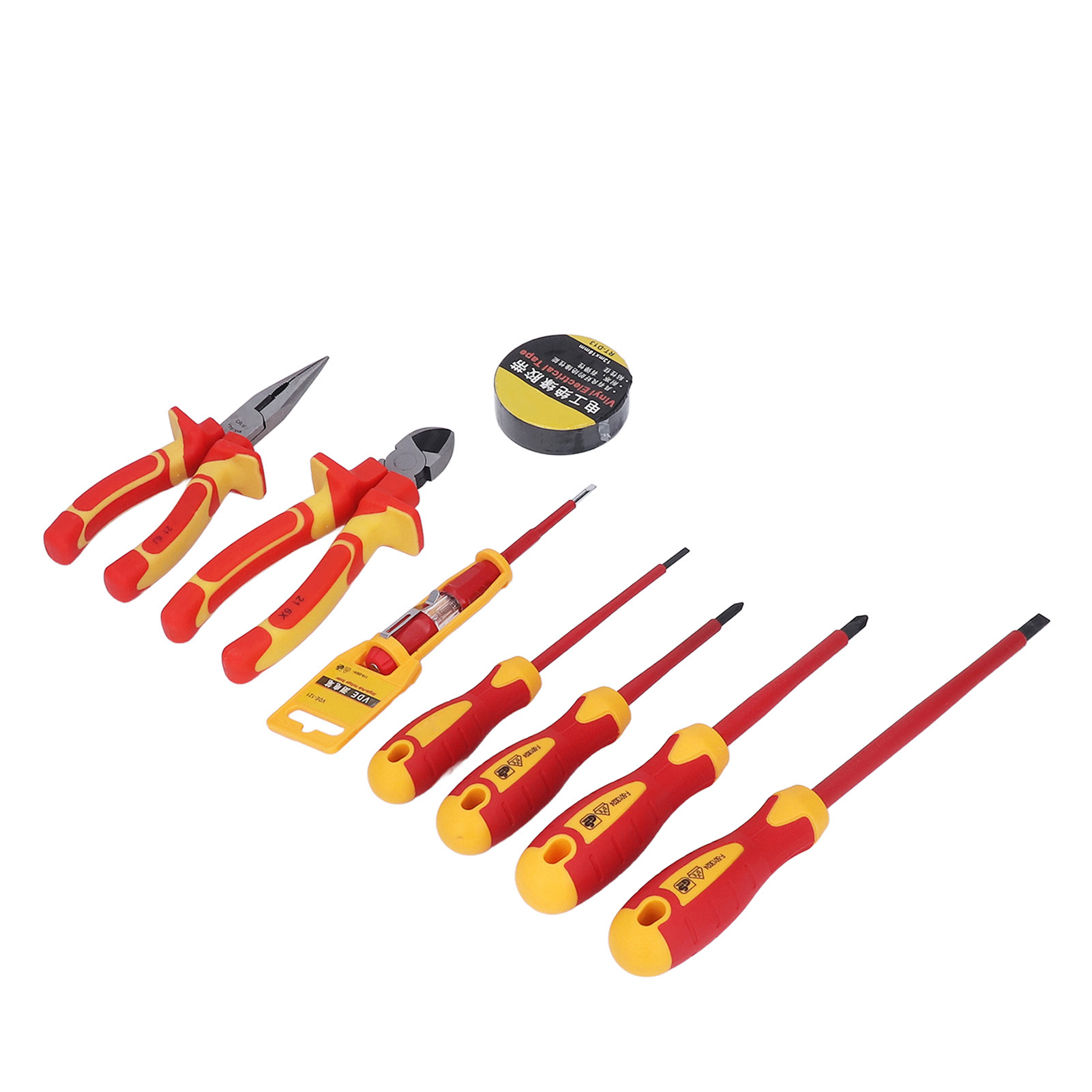 Isolierter Schraubendreher- Und Zangensatz Für 1000 V, Hohe Härte, Elektrikerwerkzeug Mit Prüfschraubendreher Und Isolierband, Professionelles Set.