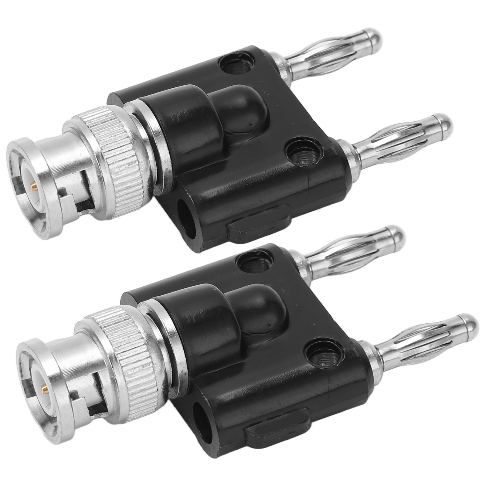 4mm J.20021 Adapterstecker, 2 Bananenstecker 2-wege, Männlicher Bnc-stecker Auf 2-reihige Lautsprecherklemmenleiste, 2er-packung, Für Lautsprecherkabel.