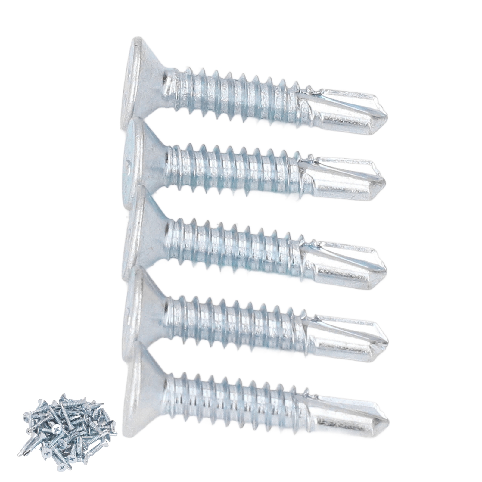 4,8 X 25 Mm Senkkopf-blechschrauben, 50er-packung, Verzinkter Kohlenstoffstahl, Selbstbohrende Flachkopfschrauben, Universalbefestigungselemente
