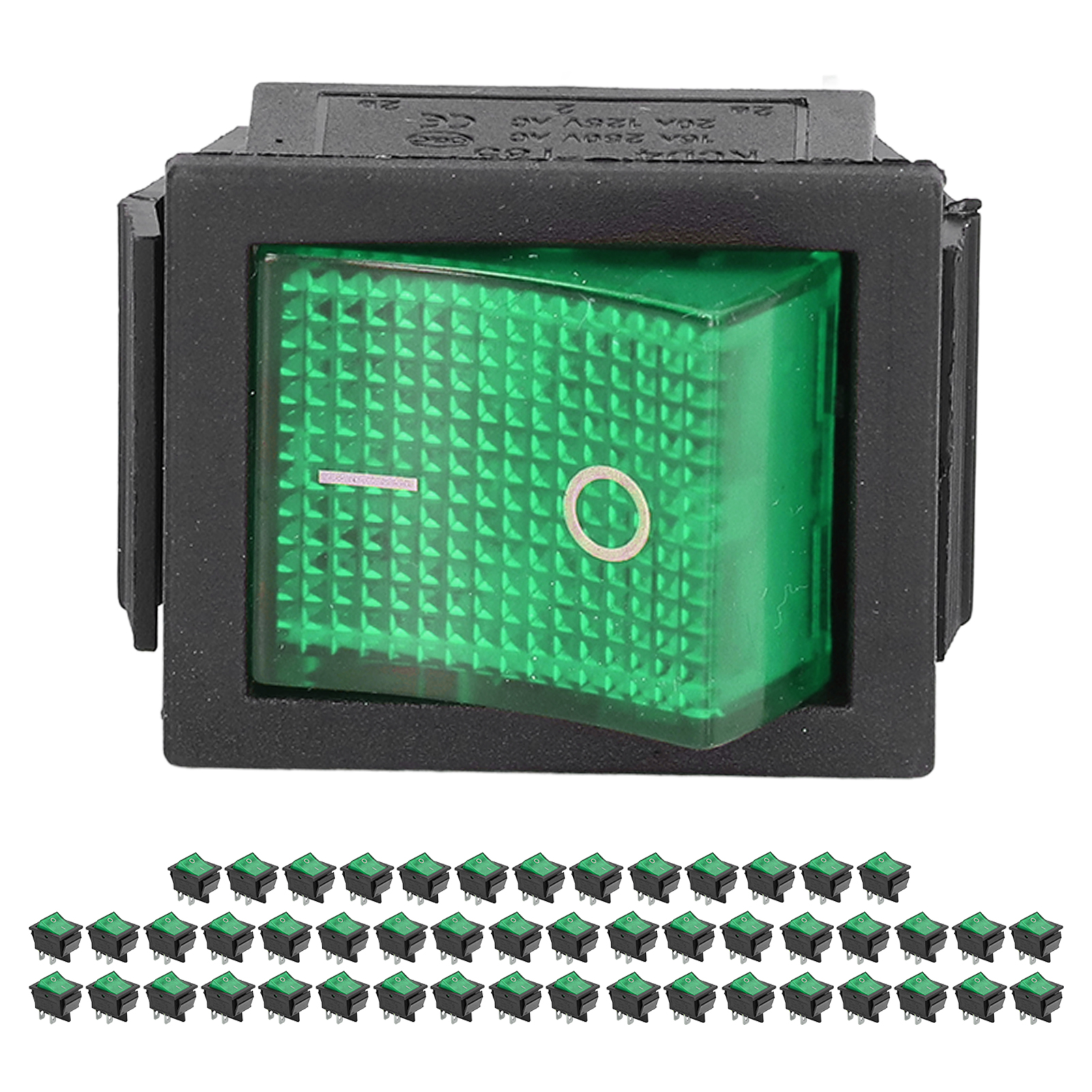 50-teiliger Kippschalter Für Den Marinebereich, Messing, 4-polig, 2-positionen, Mini-hochstromschalter, 125/250 V, Grün