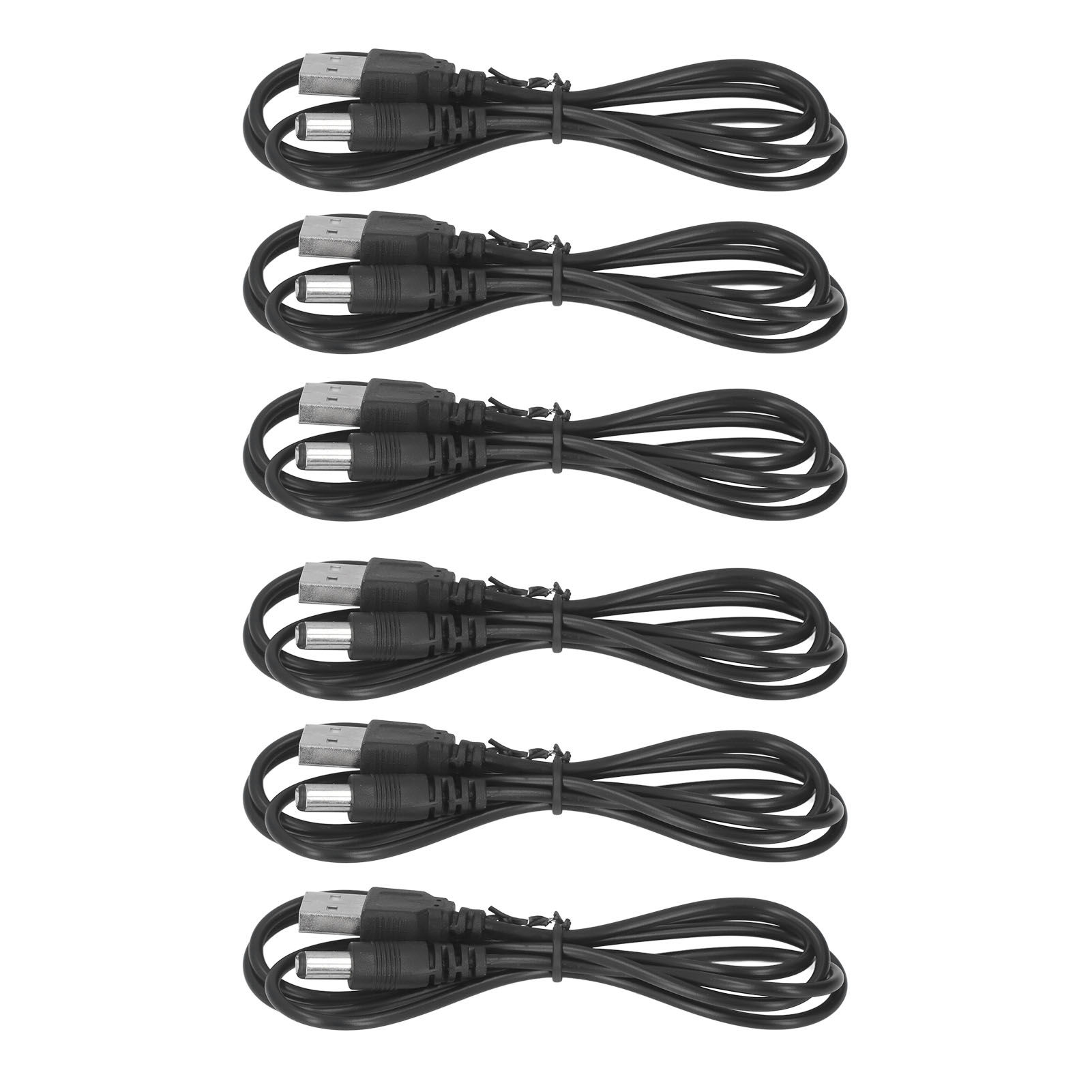 Usb 2.0-stecker Auf 5,5 X 2,1 Mm Zylindrischen Stecker, 6-teiliges Netzkabel, Dc 5v-anschluss, Schwarz, Netzteil