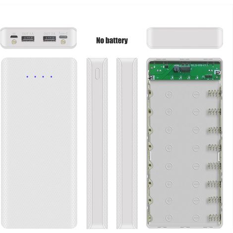 5v 2a 2 Usb-anschlüsse Diy-akkuset Mit Externem Akku, 8x 18650-akkus, Kunststoff-ladegerät, Gehäuse Mit Betriebsanzeige