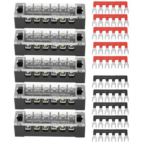 5 Stück Zweireihige Schraubklemmen, 6 Positionen, 600 V 15 A, Vorisolierte Klemmen Für Industrielle Elektrische Verkabelung