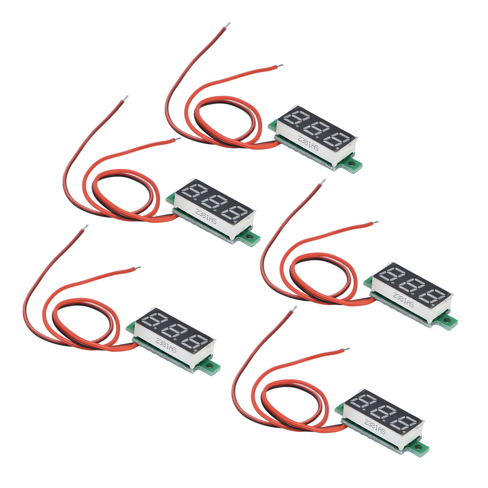 5-teiliges Mini-digitalvoltmeter Für Gleichstrom, Spannungsprüfer (3,2–30 V), 0,28-zoll-display (blau), Einstellbarer 2-draht-detektor