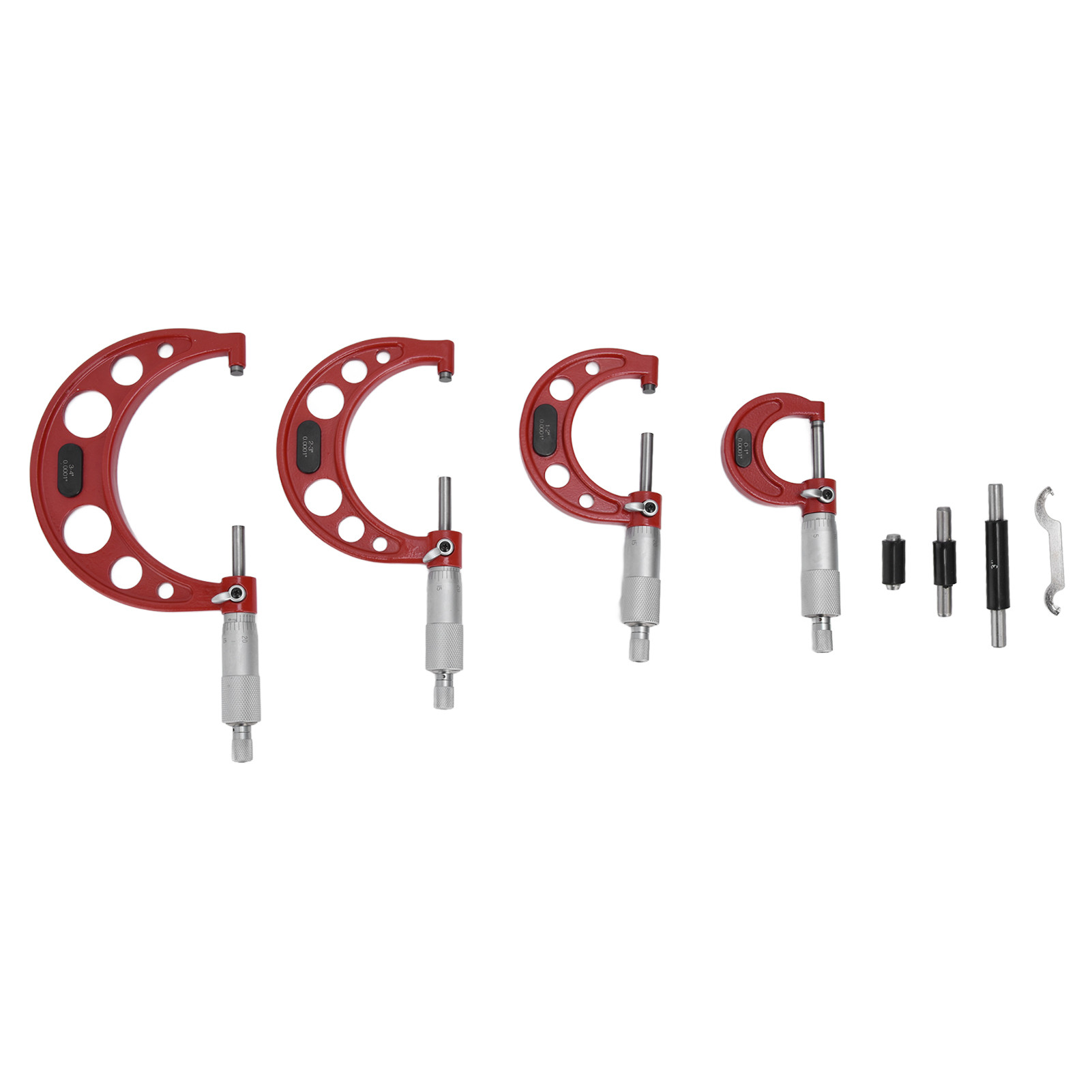 4-teiliges Außenmikrometer, Genauigkeit 0,0001 Zoll, Messwerkzeug Für Durchmesser Von 0-4 Zoll, Qualitätskontrollinstrument Für Mechaniker.