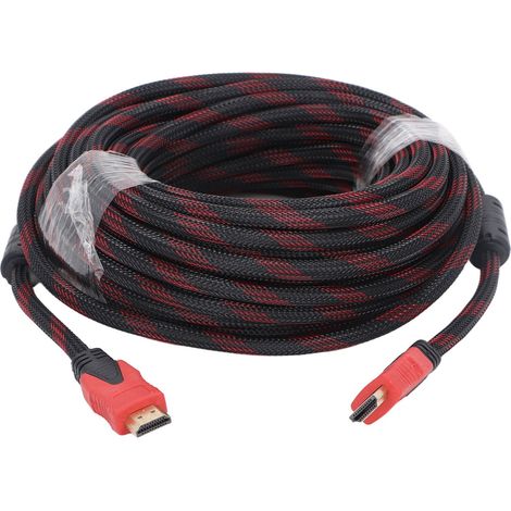 15 Meter Langes Hdmi-kabel Für Fernseher, Computer Und Projektor. Hd-anschluss. Rot Und Schwarz. Stabile Übertragung.