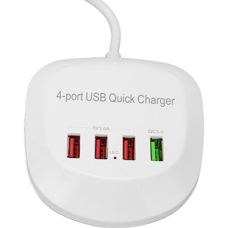 4-port-usb-ladestation (36 W, Qc3.0) – Schnellladen Für Smartphones Und Tablets – Eu-stecker (110–240 V)