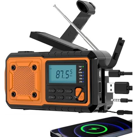 Wiederaufladbares Überlebensradio Mit 4000 Mah Kapazität – Am/fm/oc Mit Handkurbel Und Solarstrom, Taschenlampe, Sos-signal, Perfekt Zum Wandern Und Für Notfälle