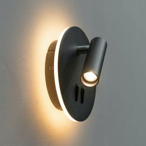 Moderne Led-doppelleseleuchte Mit Knopf – Schwarz – Modell Bilbao