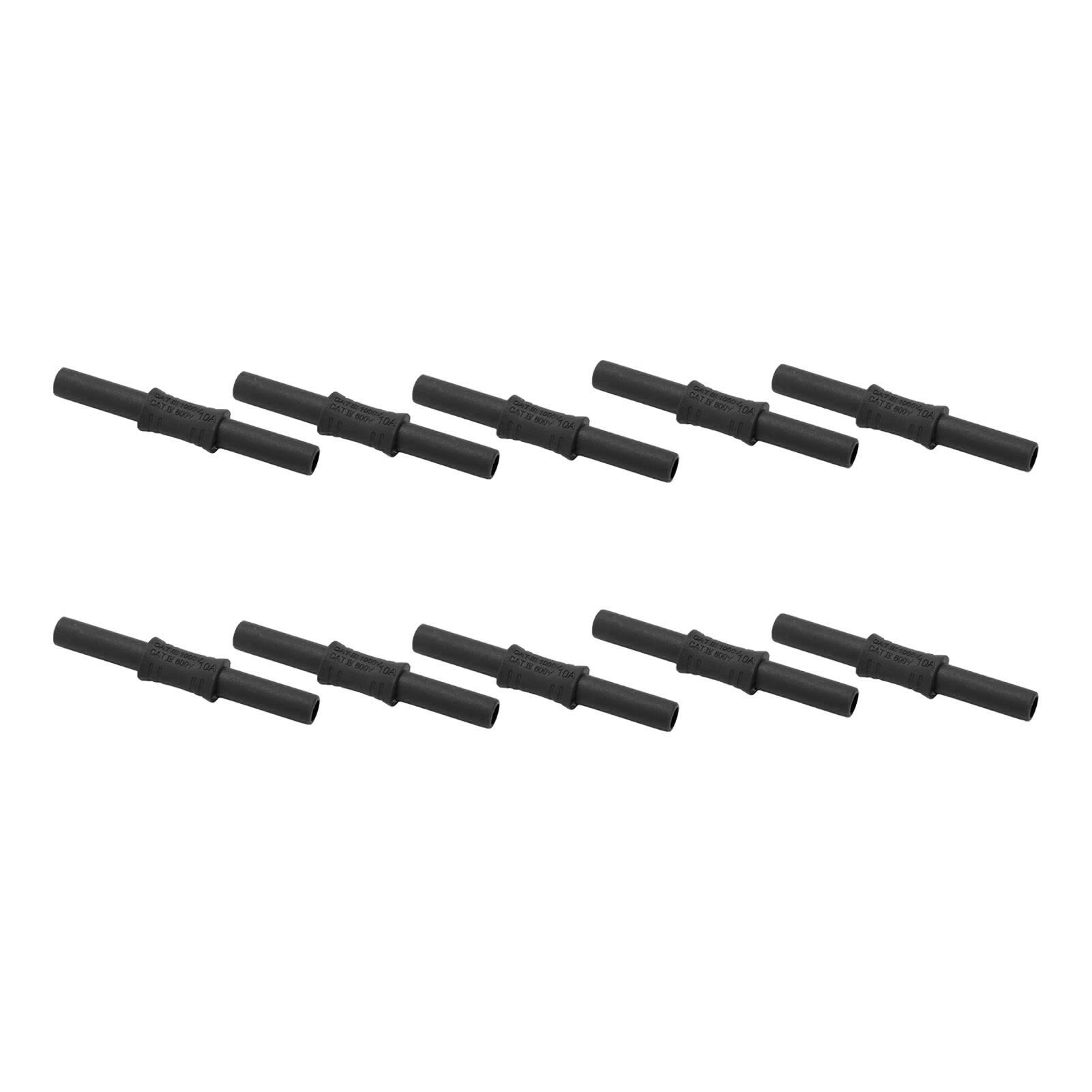 4mm Bananenstecker (weiblich-weiblich), 10 Stück J.20009, Isolierter Verlängerungsadapter, Schwarzer Bananenstecker, Doppelsteckdosenkupplung.