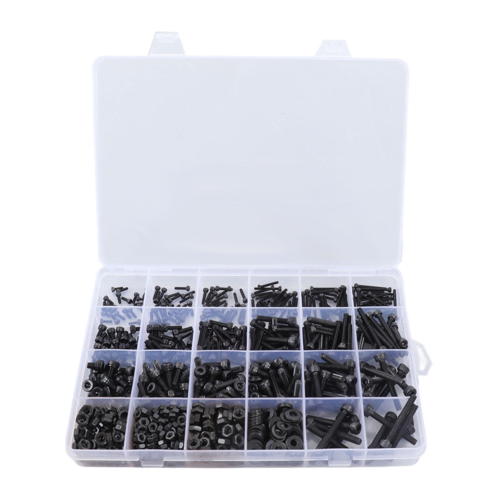 Set Aus 1203 Teilen, Darunter Sechskantschrauben, Muttern, Unterlegscheiben, Schraubenschlüssel Und Verschiedene Befestigungselemente, Ein Komplettes Sortiment Für Mechanische Reparaturen Und Heimwerk