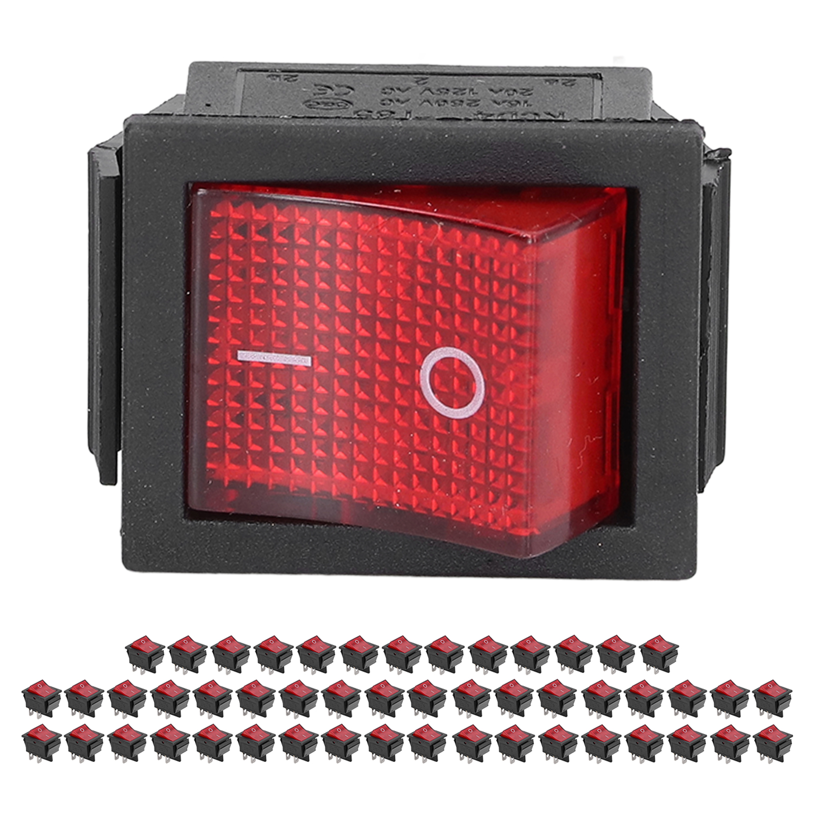 12v 24v Marine-wippschalter, 50 Stück, Messing, 4 Pins, 2 Positionen, Rot, Hohe Intensität 125/250v, Für Boote, Mini-schalter.