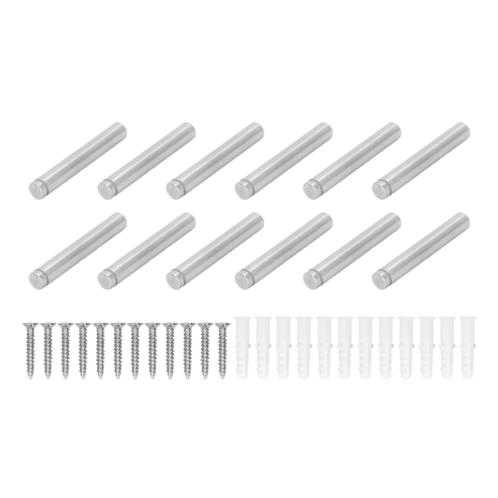 Packung Mit 12 Abstandsschrauben Für Schilder, 12 X 80 Mm, Edelstahl, Glasbefestigung, Werbebeschlag-set, Für Den Heimgebrauch