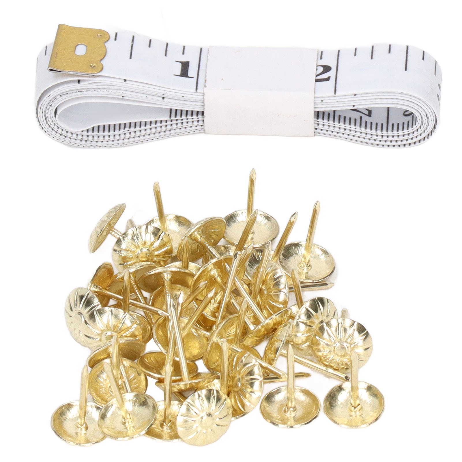 100 Dekorative Polsternägel, Rundkopf, Kohlenstoffstahl, Möbelrenovierungsset, Gold
