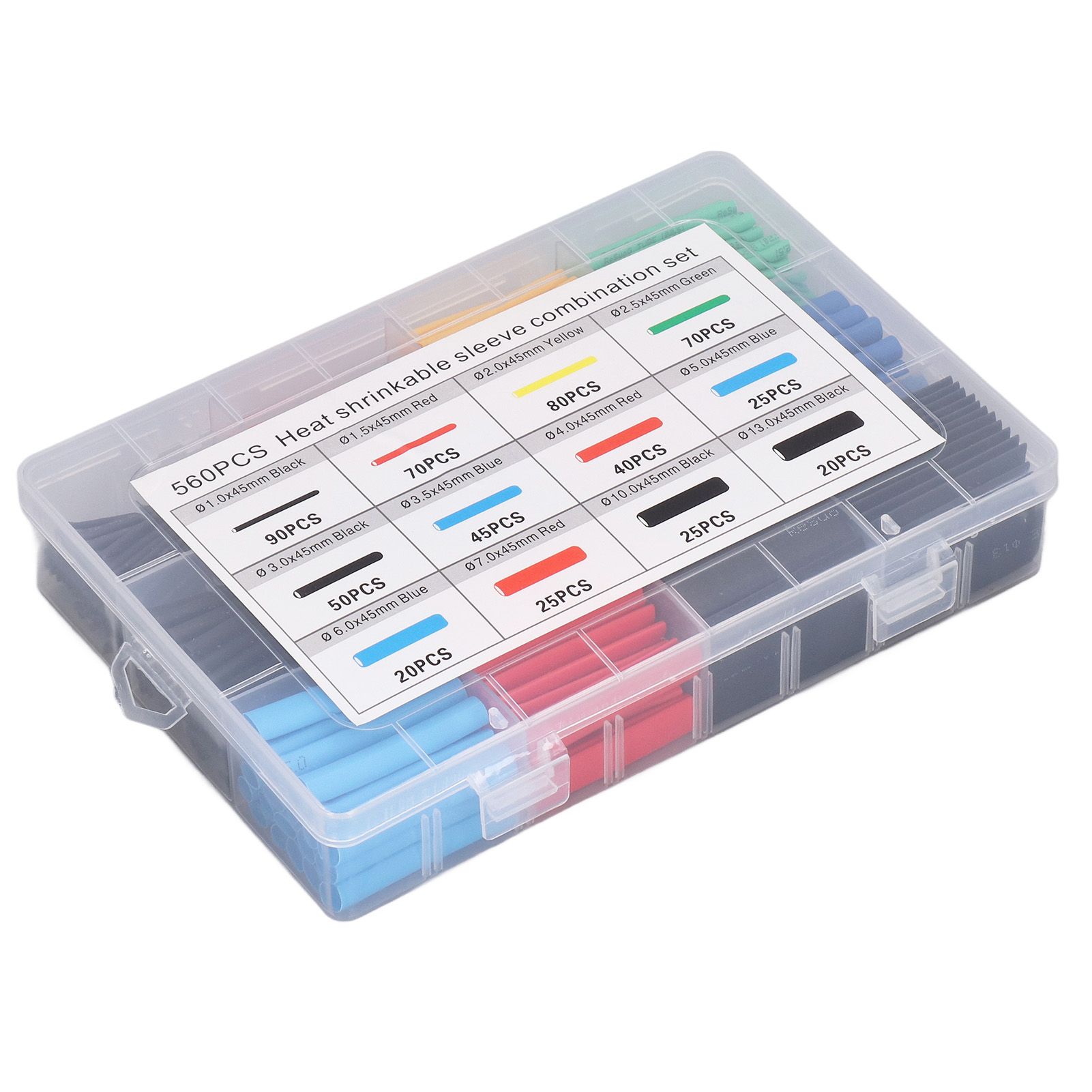 Packung Mit 560 Stück 2:1 Schrumpfschlauch, Isolierschlauch-set Für Elektrische Kabel, 5 Farben, 12 Größen, Kabelschutzhülle