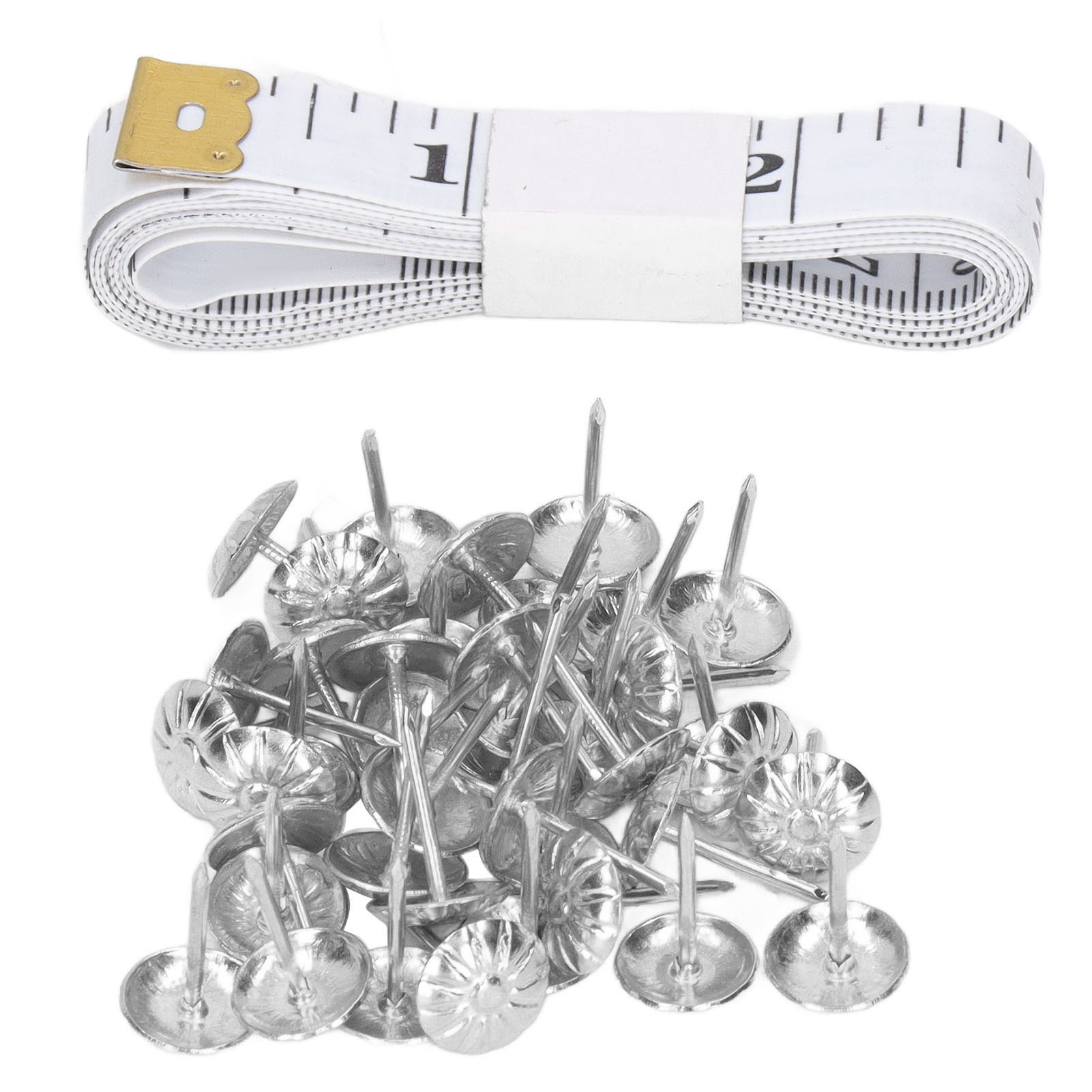 100 Dekorative Polsternägel, Rundkopf, Kohlenstoffstahl, Silber, Möbelset