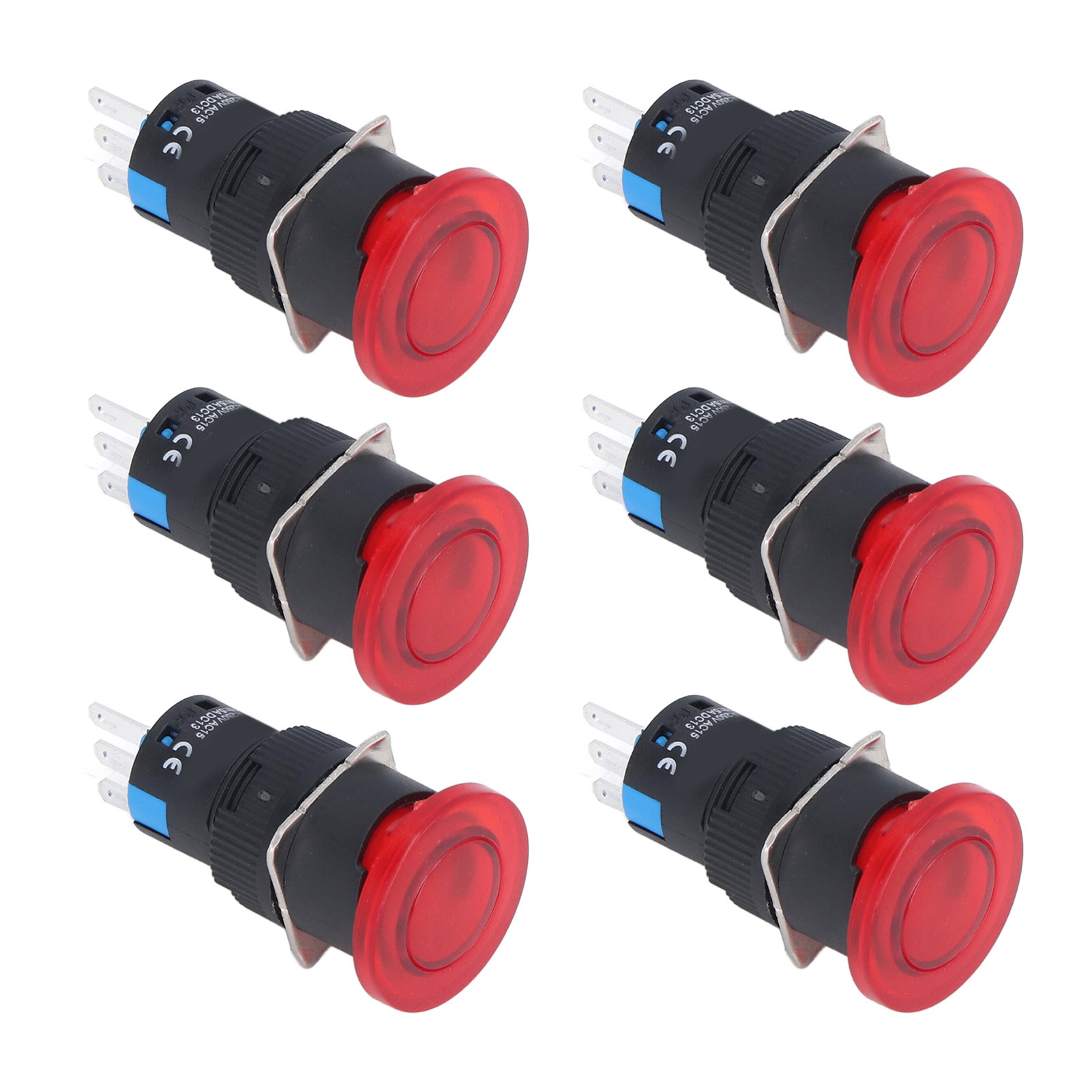 25 Rote Pilz-drucktaster, 3-poliger Verriegelungsschalter, 16-mm-bohrung, Selbsthaltend, Bemla1611msr, 25er-packung