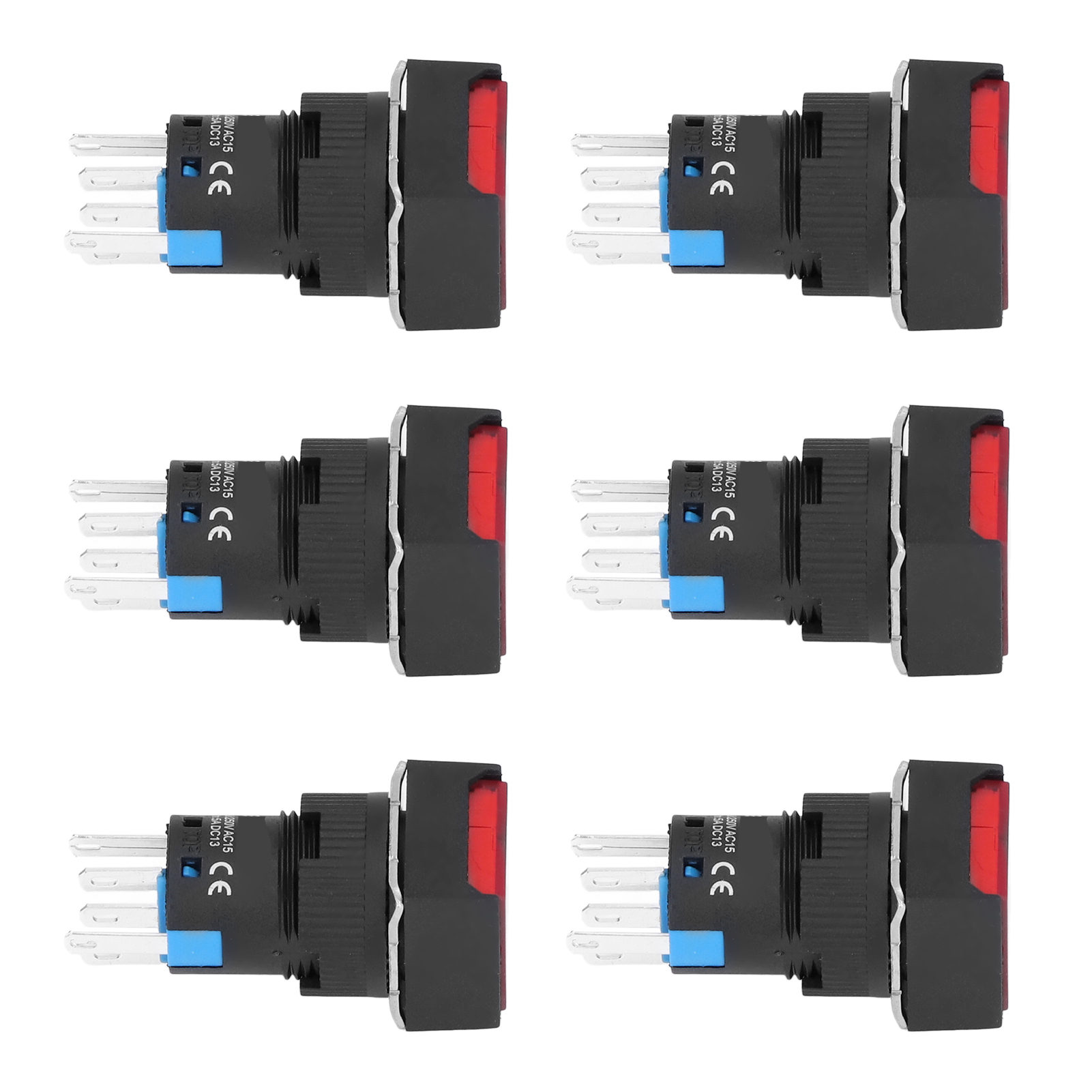 Beleuchteter Drucktaster 16 Mm 24 V 5 A Rot – 25 Selbstverriegelnde Quadratische Schalter, Led-ein-/ausschalter, Bedienfeld-drucktaster, 25er-packung