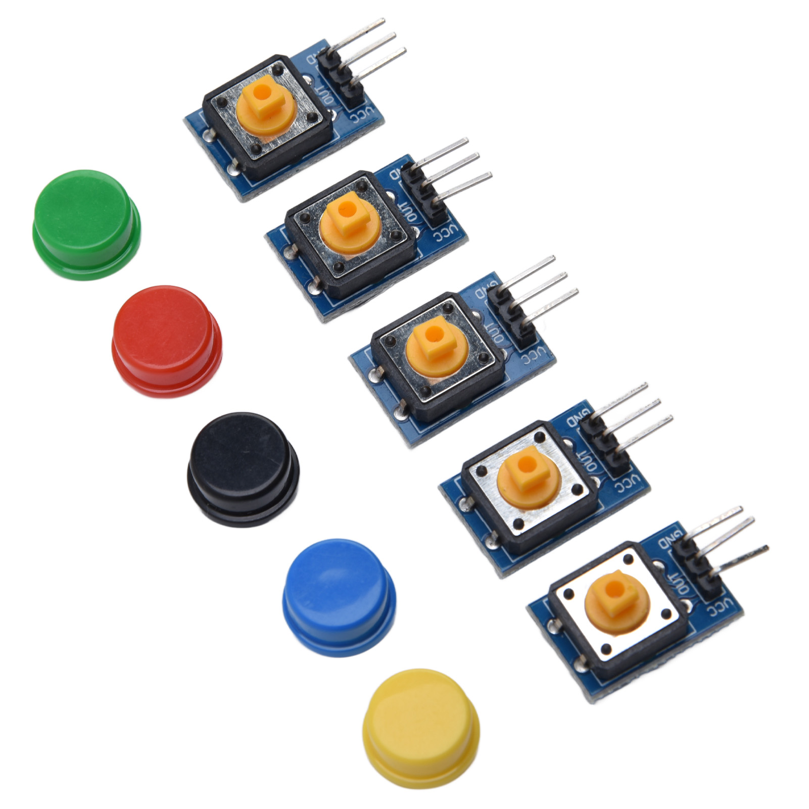 5-teiliges Modul-drucktaster, Großer Schalter Mit Farbigen Abdeckungen, Elektronischer Baustein, Diy-sensor-set