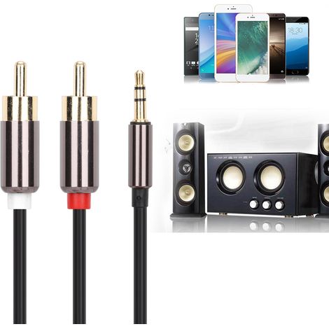 3,5-mm-klinkenstecker Auf 2 Cinch-stecker Y-audiokabel – 1 Meter – Stereo-verbindungskabel – Schwarz