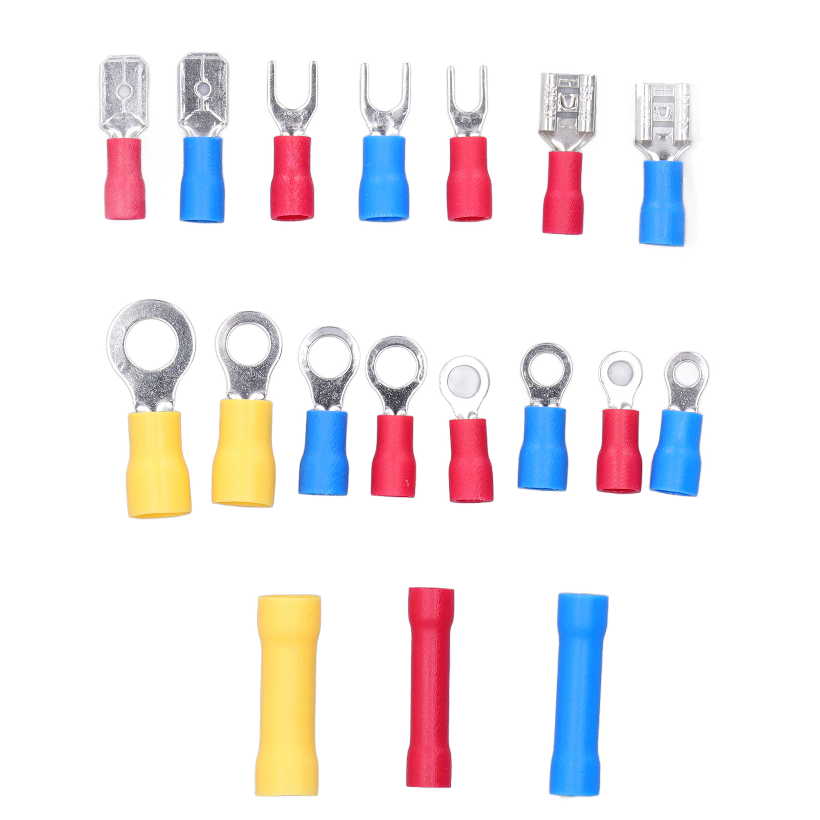 Isolierte Crimp-kabelschuhe, Schnellringverbinder, Gabel- Und Hülsenverbinder, Verschiedene Größen, Verdrahtungszubehör Für Sichere Verbindungen.