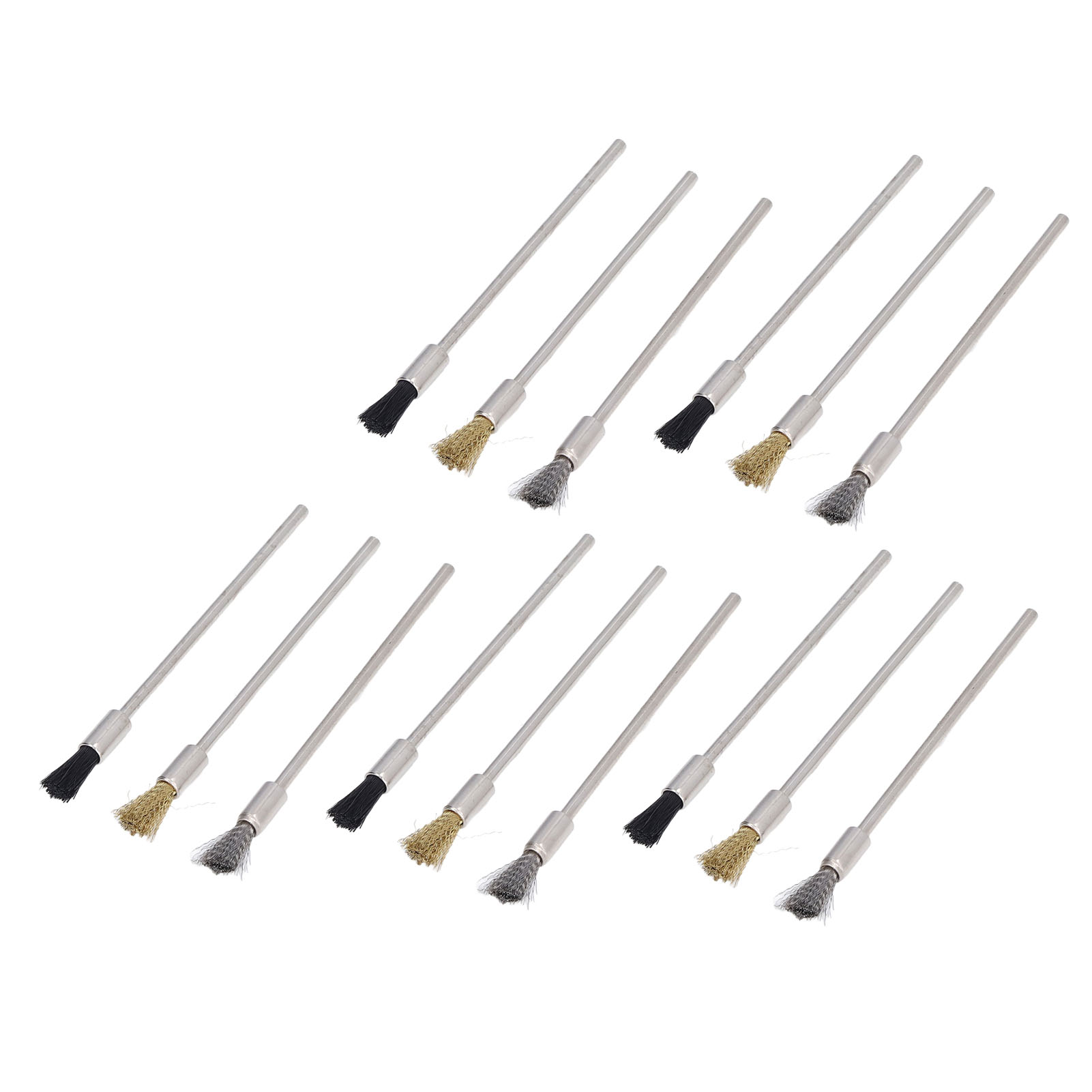 Set Mit 15 100-mm-metallbürsten Aus Stahl, Nylon Und Messing Zum Polieren, Entgraten Und Staubentfernung