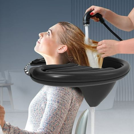 Aufblasbares Kopfwaschbecken, Schwarz, Tragbares Haarwaschbecken, Waschwanne Für Zuhause, Tragbares Waschtablett Fürs Bett, Friseurbedarf