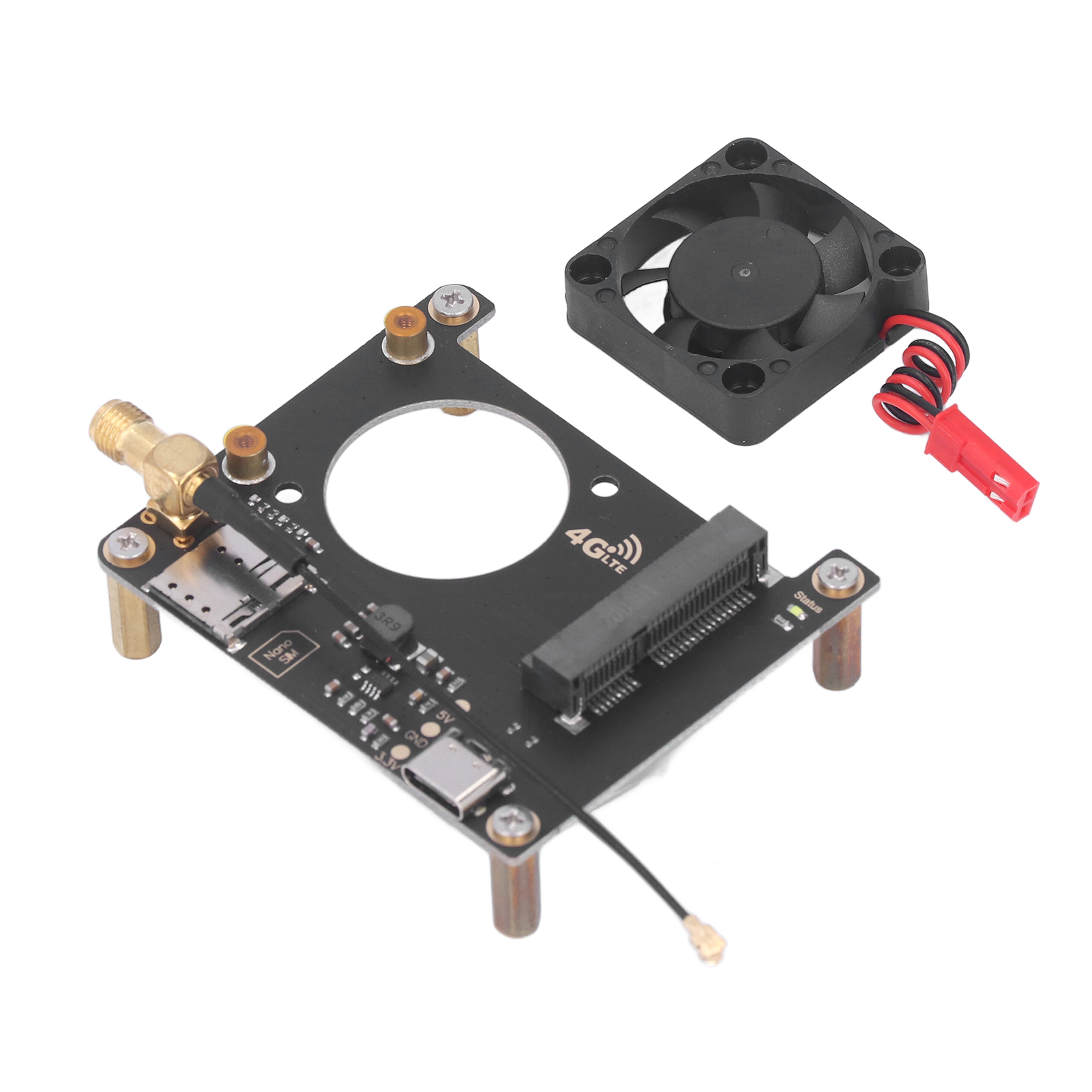 Lte 4g 3g Hat-modul Mit Lüfter Für Raspberry Pi 4b 3b, Datenübertragungs-erweiterungsplatine, Integrierte Kühlung, Gpio-kompatibel, Mobiles Breitband.