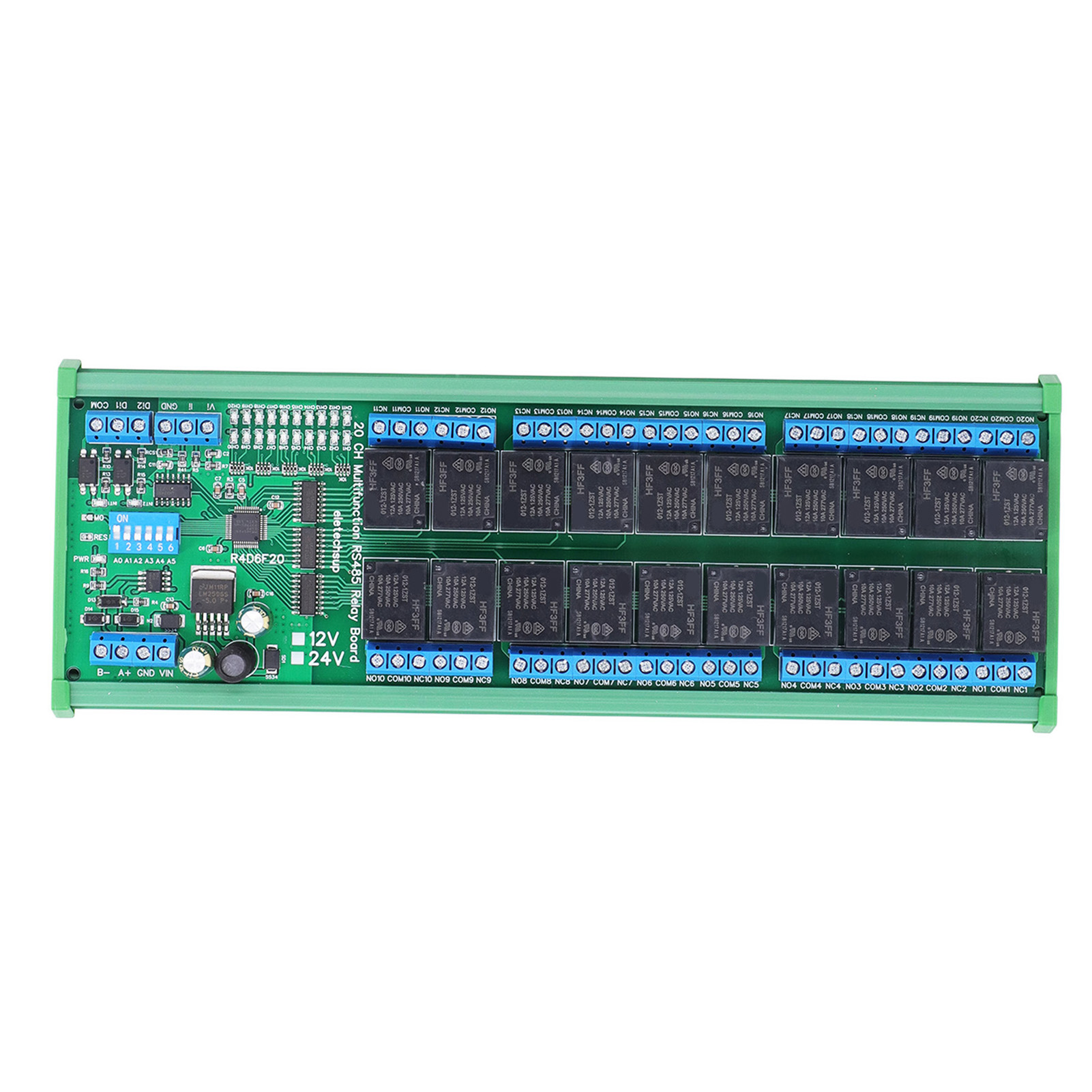 24v 20-kanal Rs485 Relaismodul, Din-schienen-multifunktionsplatine, Industrielle Steuerungserweiterung, Zuverlässiges Schalten, Schienenmontage.