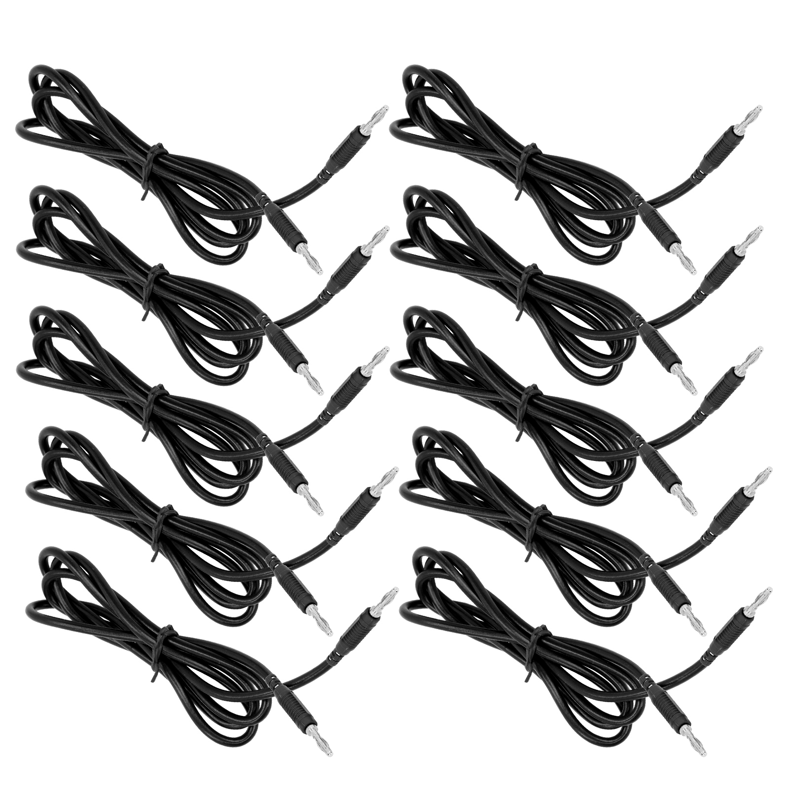 10er-packung 4-mm-bananenstecker-messleitungen, Messing, 32 A 1000 V, Elektrisches Prüfset, Schwarz