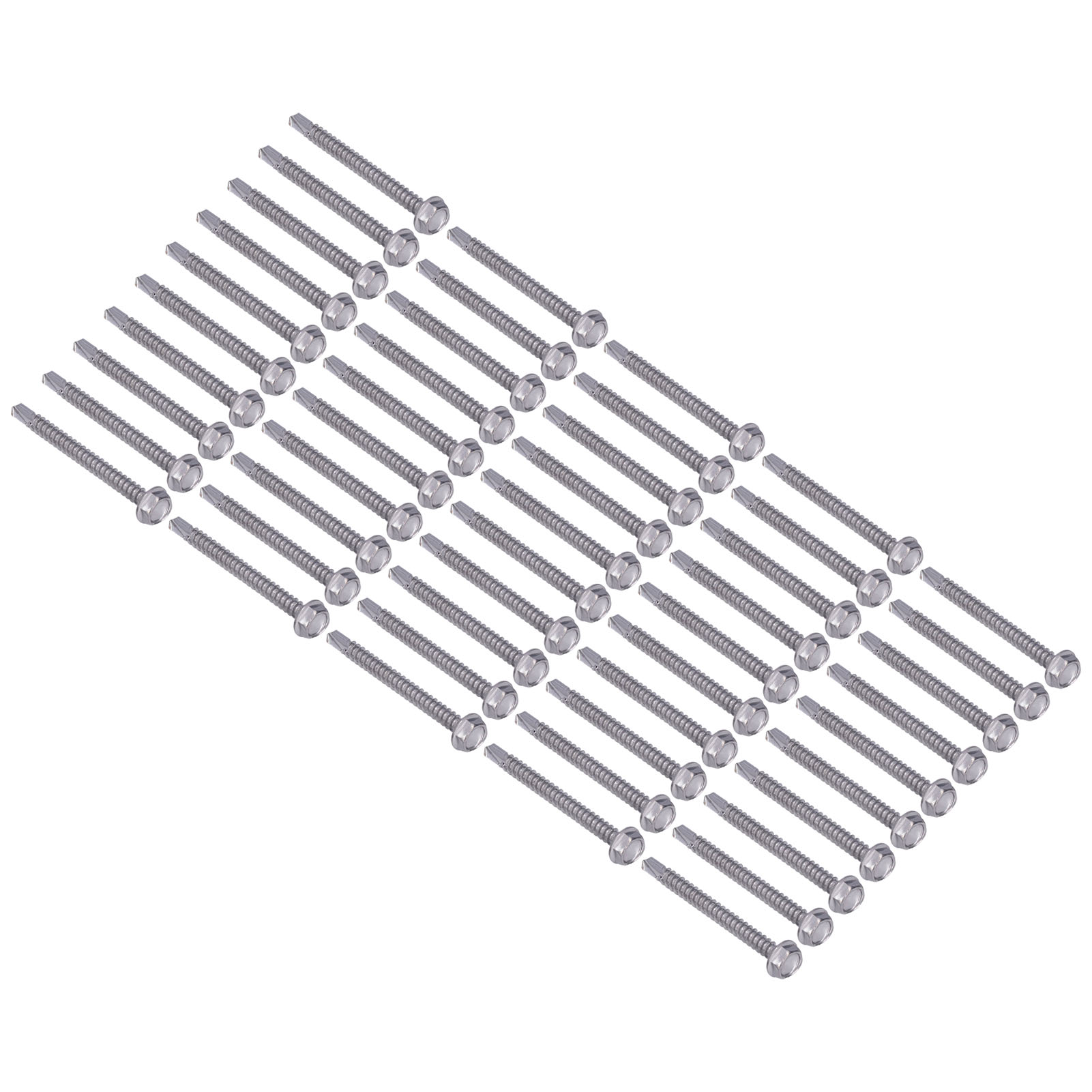 Selbstbohrende Holzschrauben 4,8 X 50 Mm, Edelstahl 410, Sechskantkopf, Vollgewinde, 50er-packung