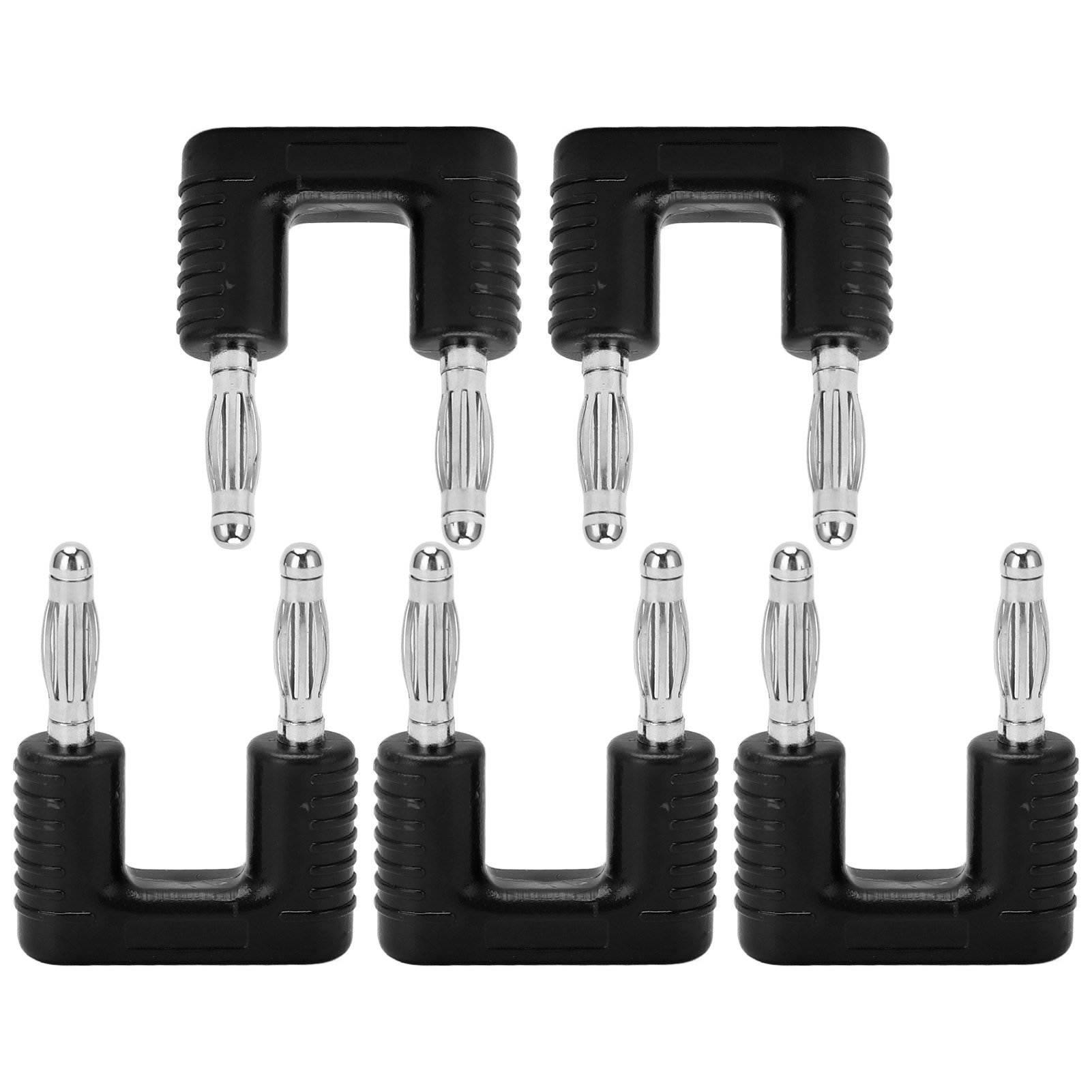 Packung Mit 5 Doppelbananensteckern J.20004, 19 Mm Mittenabstand, Schwarz Vernickelte Kupferspitzen, Audioanschlüsse