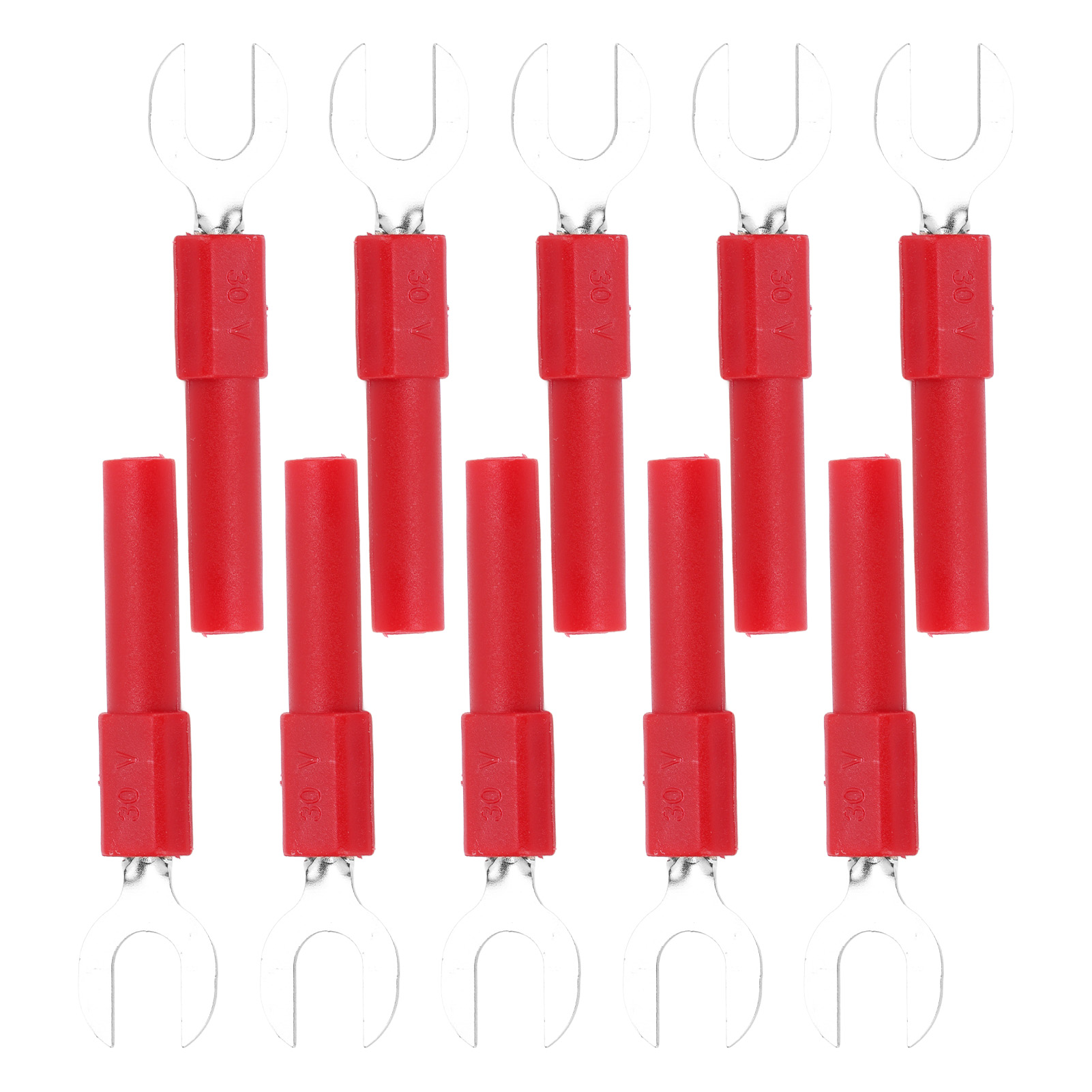 10-teiliges Messing-y-verbinderset Zum Löten, 6-mm-flachstecker, 4-mm-bananenstecker, 30–60 V Dc, 10 A, Rot