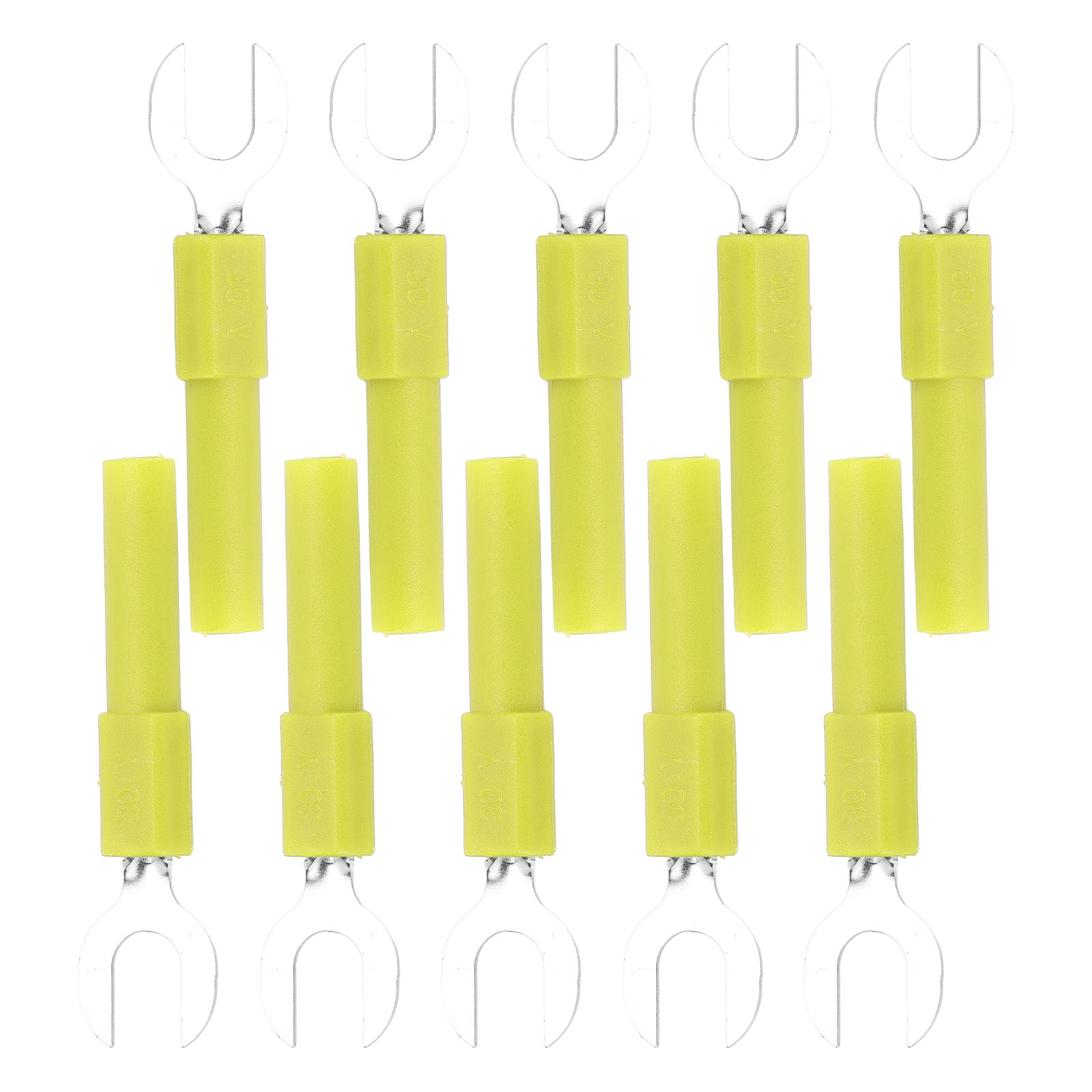 Lötbare Y-förmige Elektrische Steckverbinder, 10er-packung, Messing-flachstecker, 4-mm-bohrung, 6-mm-anschluss, Bananenstecker, 30–60 V Dc, 10 A, Gelb
