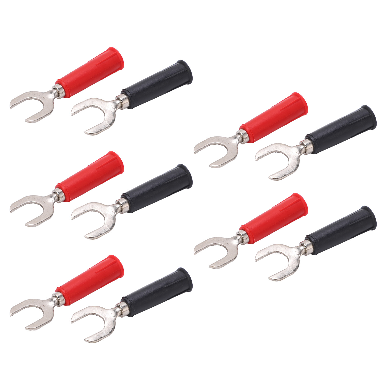 10-teiliges Set Elektrischer Y- Und U-steckverbinder, Gabel- Und Spatelform, Pvc Und Messing, 8 Mm/0,3 Zoll Und 4 Mm/0,2 Zoll Bohrungen, Bananenstecker, 30 V Ac – 60 V Dc