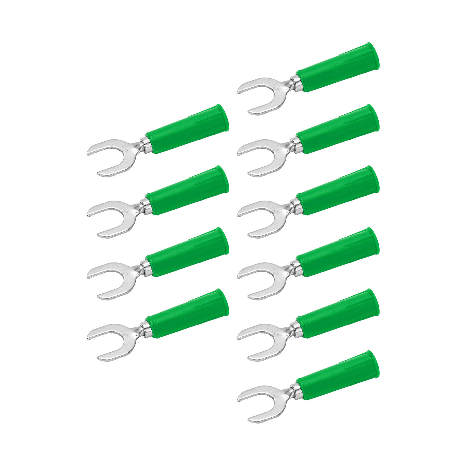 4-mm-bananenstecker-gabelstecker Aus Messing Und Pvc, 10 Stück 8-mm-u-bananenstecker, Grüne Elektrische Kabelschuhhülse, Männliches Schraubende, Durchmesser 0,2 Zoll, Für Kabel Und Messgeräte.